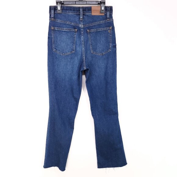 Madewell 11" High Rise Crop Flare Jeans 26 Women Raw Hem Fray Distress Whiskered - Picture 2 of 15